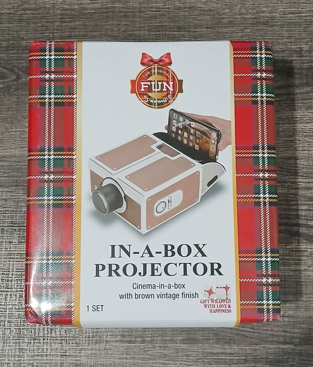 In-A-Box Projector Portable Phone Cinema In A Box W Brown Vintage Finish
